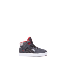 Supra Kids TODDLER VAIDER Dk. Grey/Camo/white High Top Shoes | CA-20774